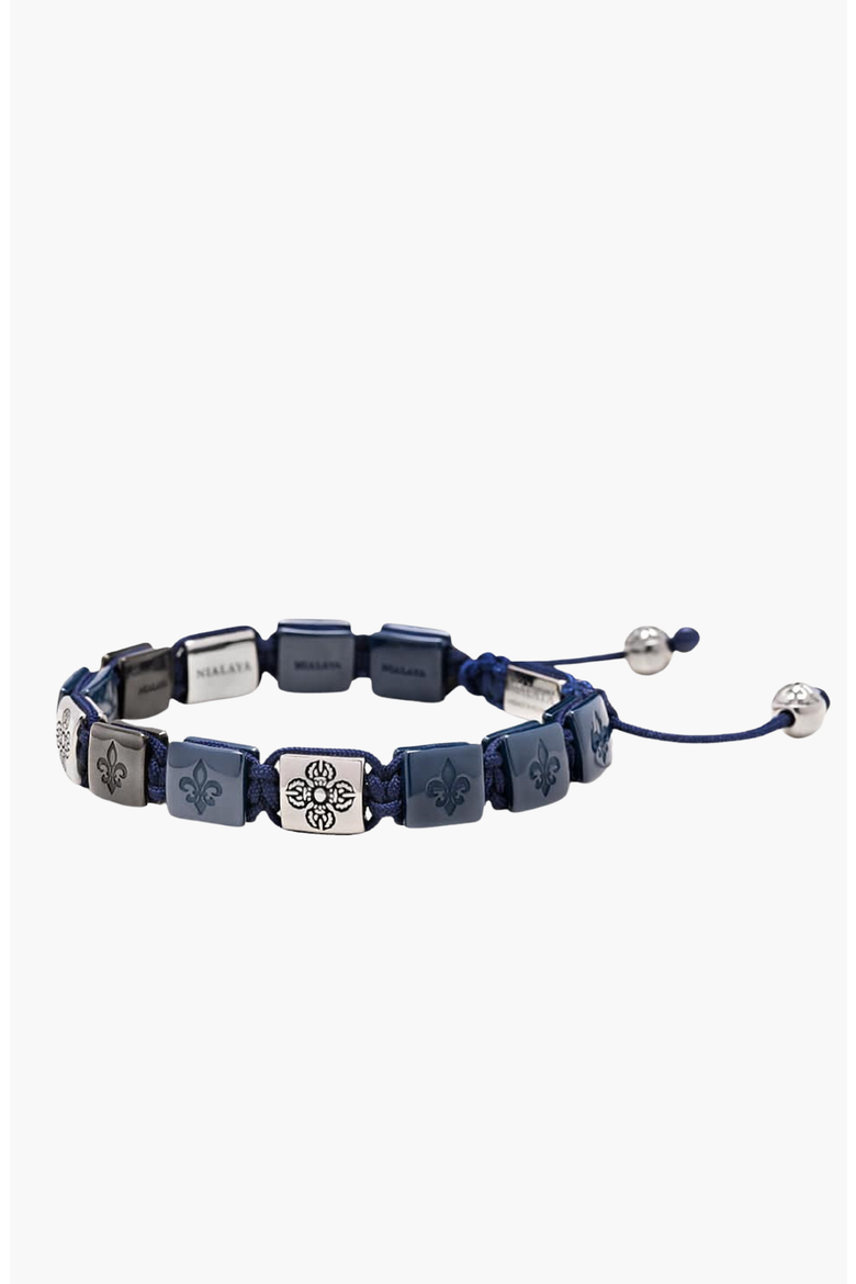 Blue Ceramic Flatbead Bracelet, Alternate, color, Blue / Silver