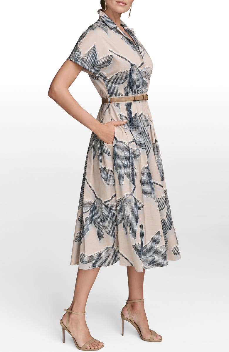 Donna Karan New York Floral Print Belted Midi Shirtdress, Alternate, color,