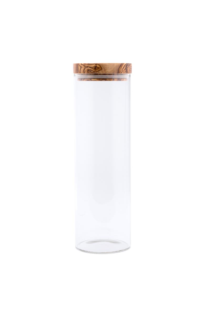 Berard Glass Storage Jar With Olive Wood Lid, 50-ounce, Alternate, color, Brown