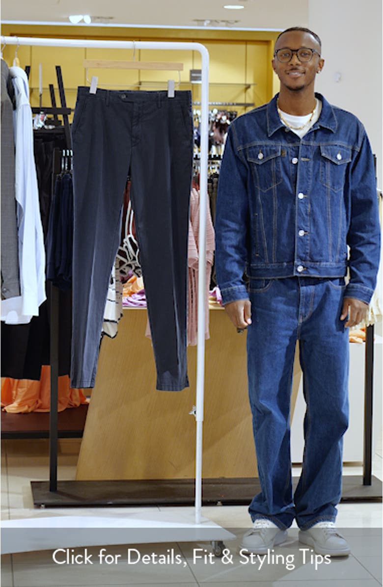 Flat Front Stretch Cotton Blend Gabardine Chinos, sales video thumbnail