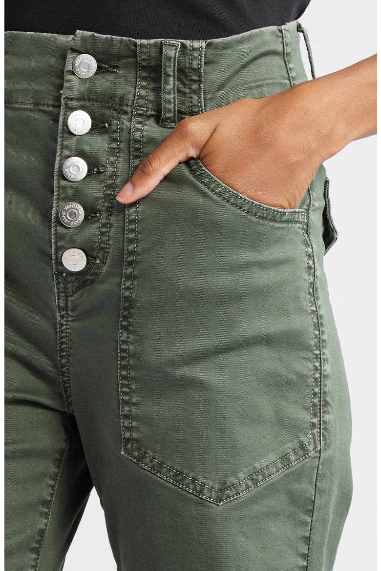 Arya Button Fly Stretch Cotton Pants, Alternate, color, ARMY GREEN
