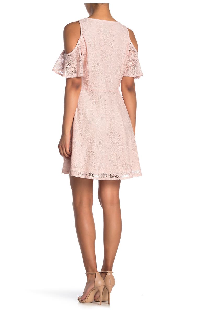 PAPILLON Floral Lace Cold Shoulder Dress, Alternate, color, 