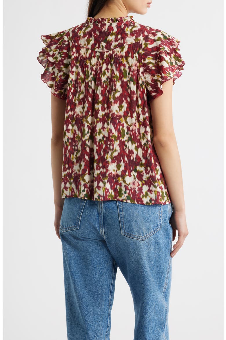 Calista Floral Flutter Sleeve Top, Alternate, color, CARDINAL FLORAL
