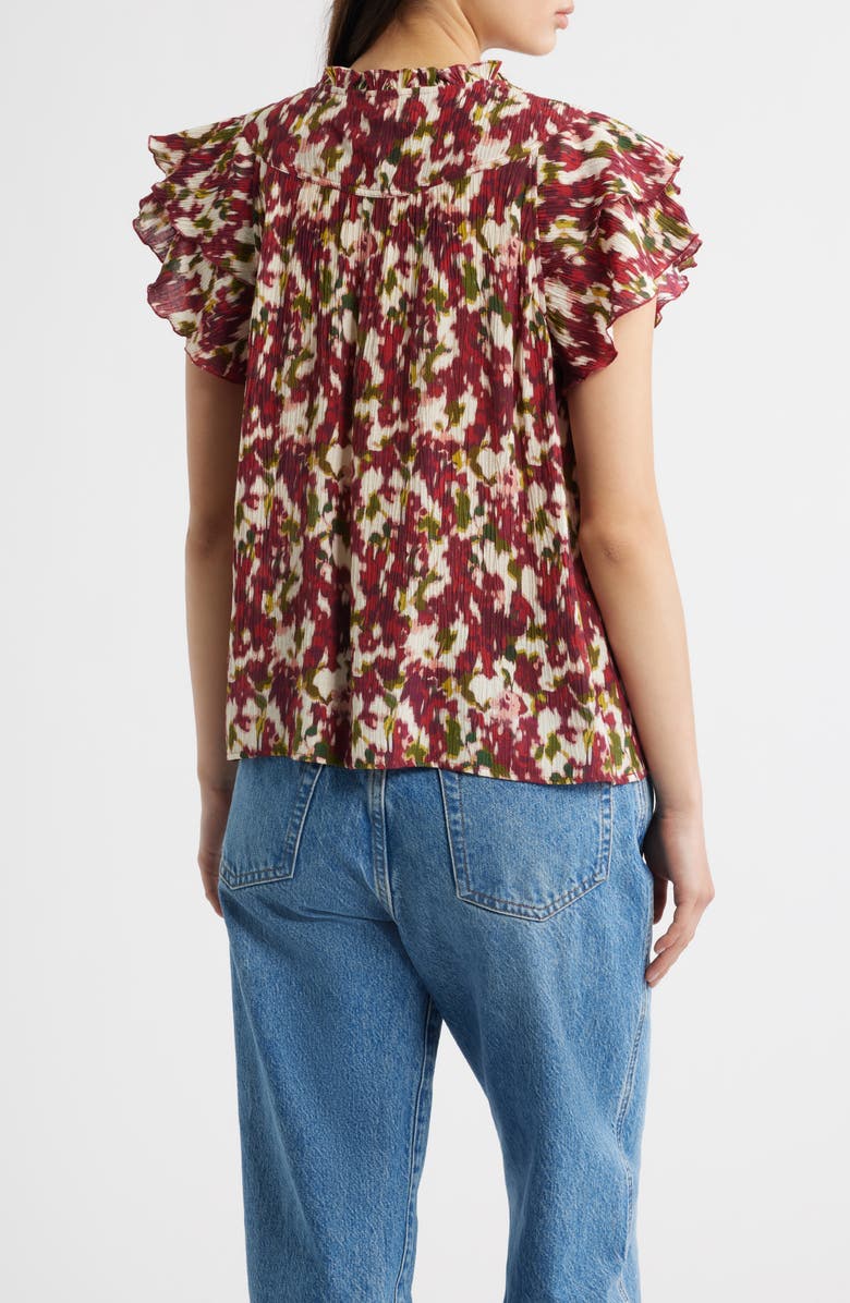 Rails Calista Floral Flutter Sleeve Top, Alternate, color, Cardinal Floral
