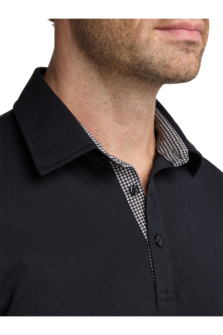 Mercerized Cotton Three Button Polo, Alternate, color, Black