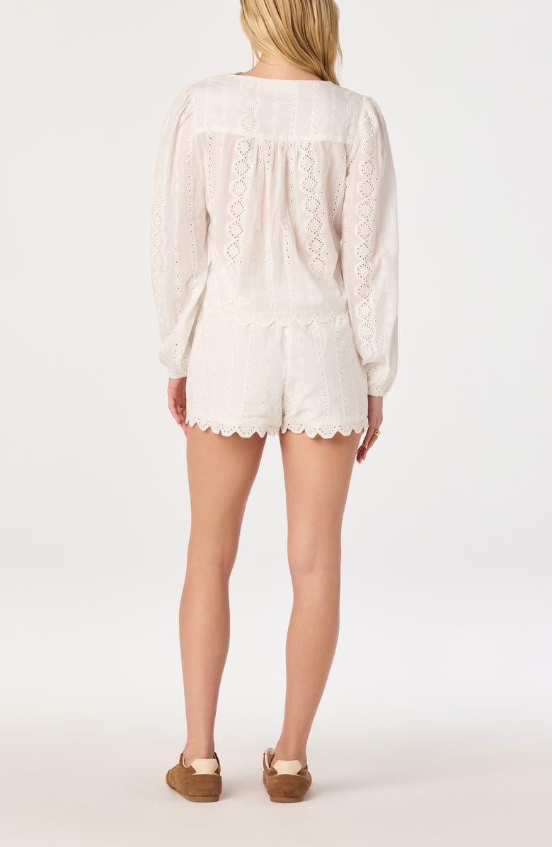 ASTR the Label Leah Cotton Eyelet Drawstring Shorts, Alternate, color, White
