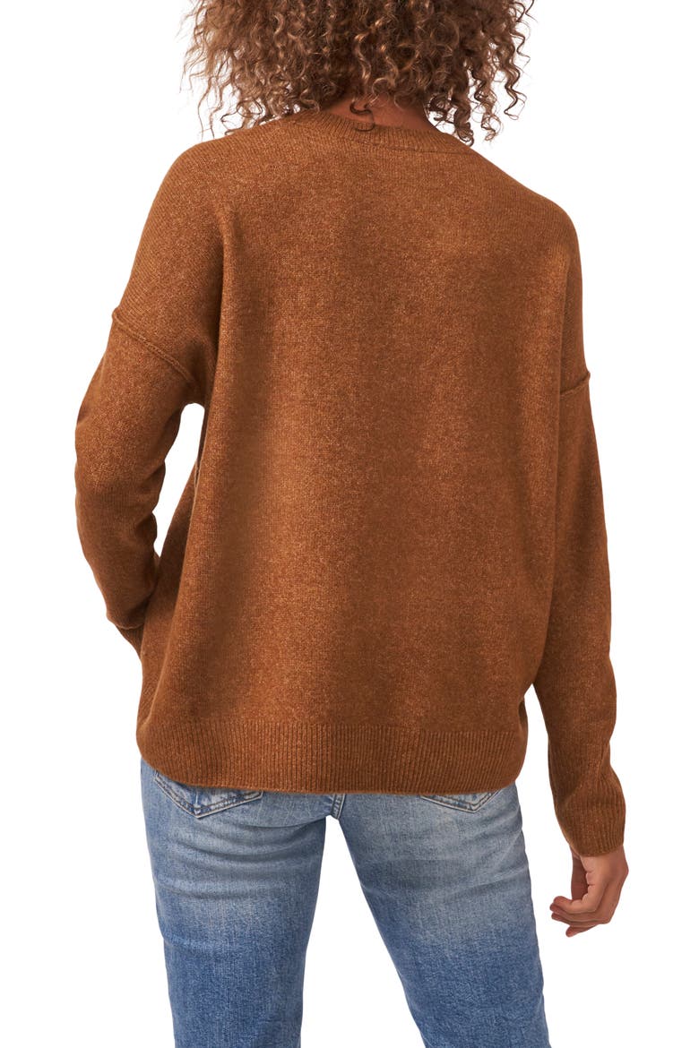 Exposed Seam Crewneck Sweater, Alternate, color, TOASTED BROWN