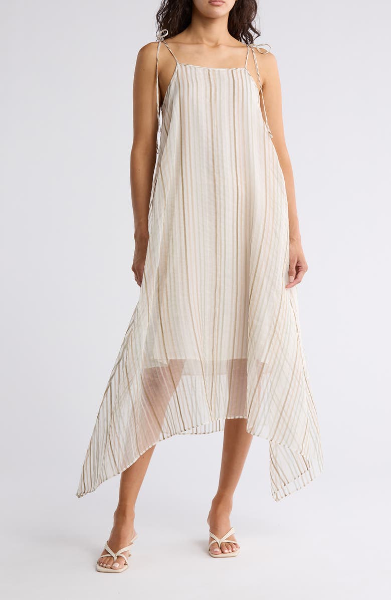 Joie Roisin Tie Strap Silk & Cotton Trapeze Dress, Main, color, 