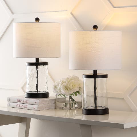 Alexander Modern Designer Iron/Water Glass LED Table Lamp with USB Charging Port