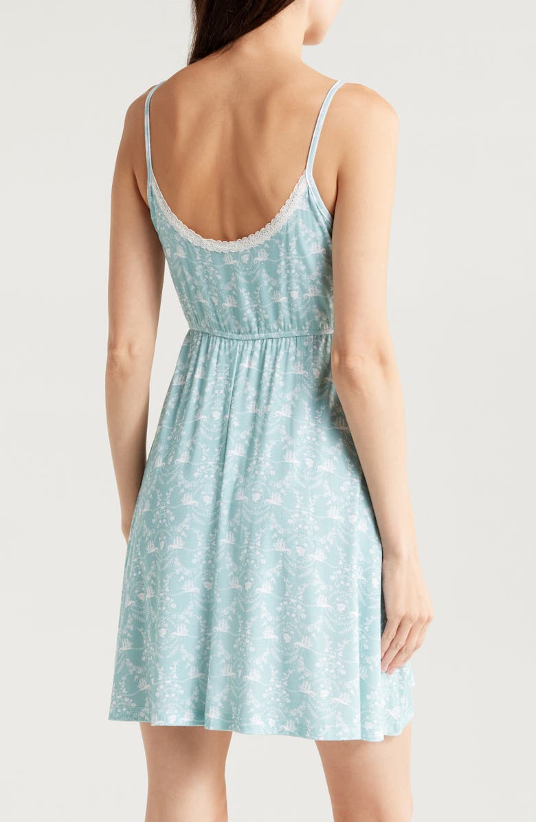 KILO BRAVA Lace Trim Stretch Modal Babydoll Chemise, Alternate, color, Lady Of The Sea