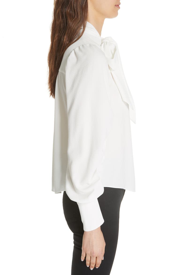 Kineta Tie Neck Blouse, Alternate, color, PORCELAIN