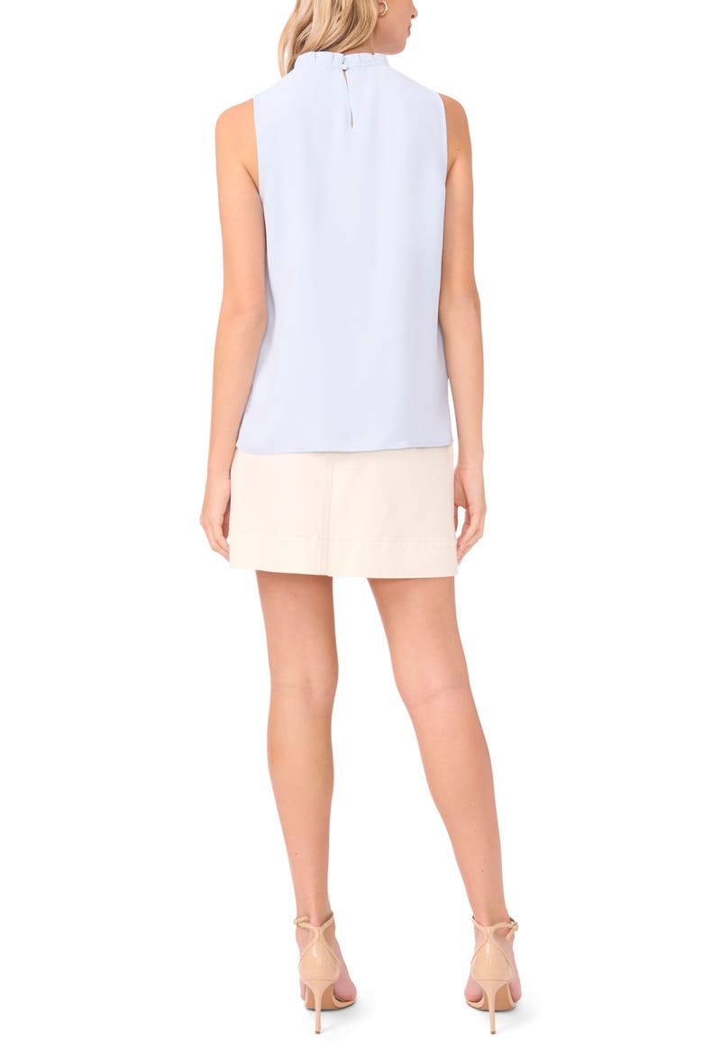 Pleated Mock Neck Woven Top, Alternate, color, SKY
