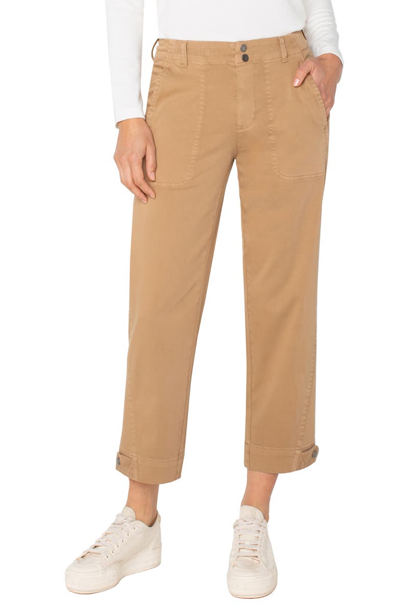 Liverpool Los Angeles Crop Straight Leg Cotton Blend Utility Pants, Main, color, Desert Camel