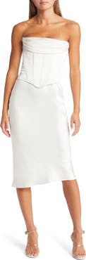 HOUSE OF CB Sienna Strapless Satin Corset Dress