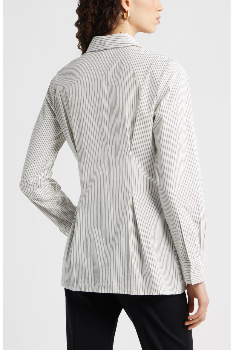 Stripe Pleat Waist Button-Up Shirt, Alternate, color, IVORY- NAVY DYLAN STRIPE