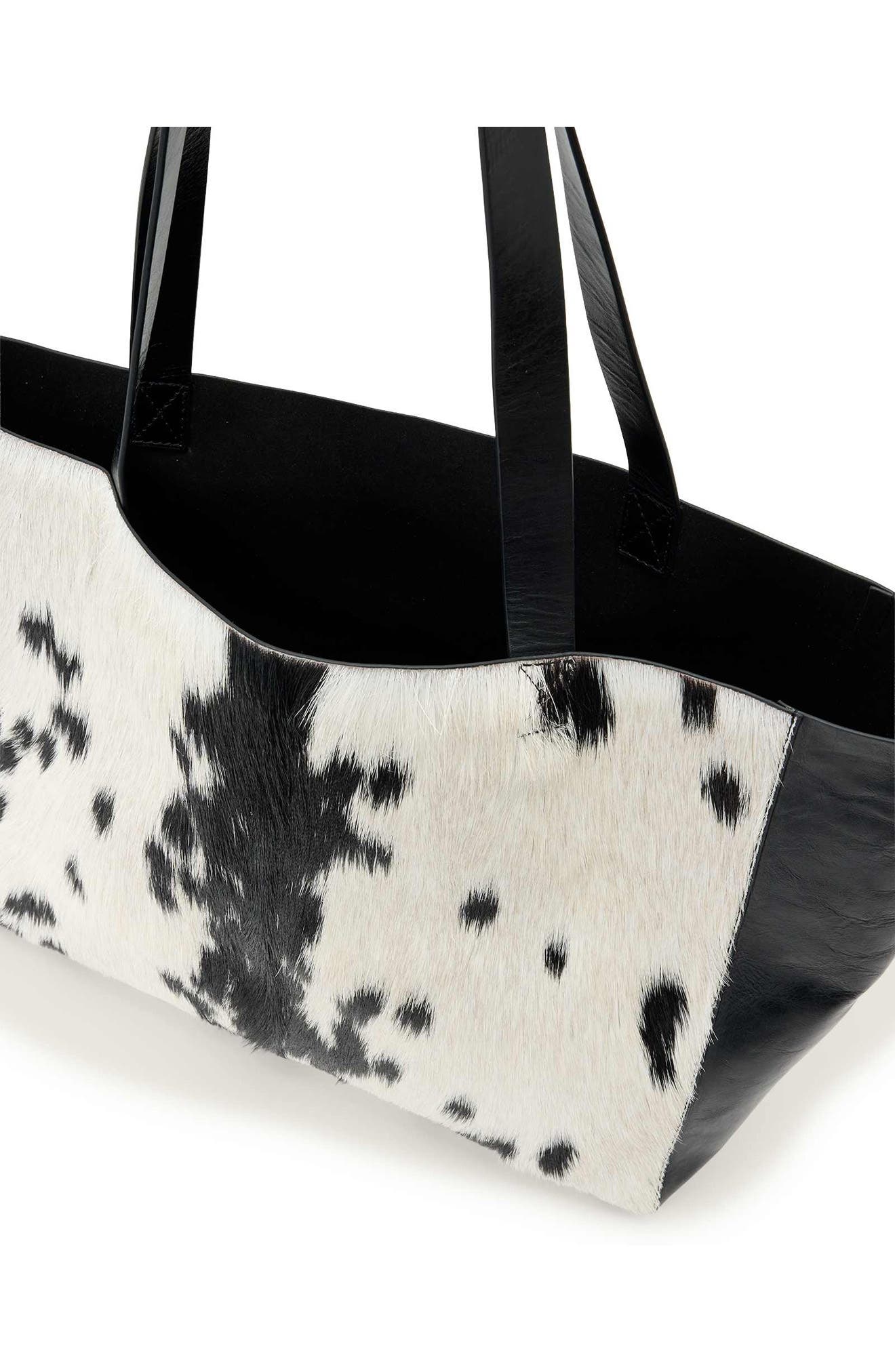 Luxe Genuine Calf Hair Tote, Alternate, color, WHITE/ BLACK