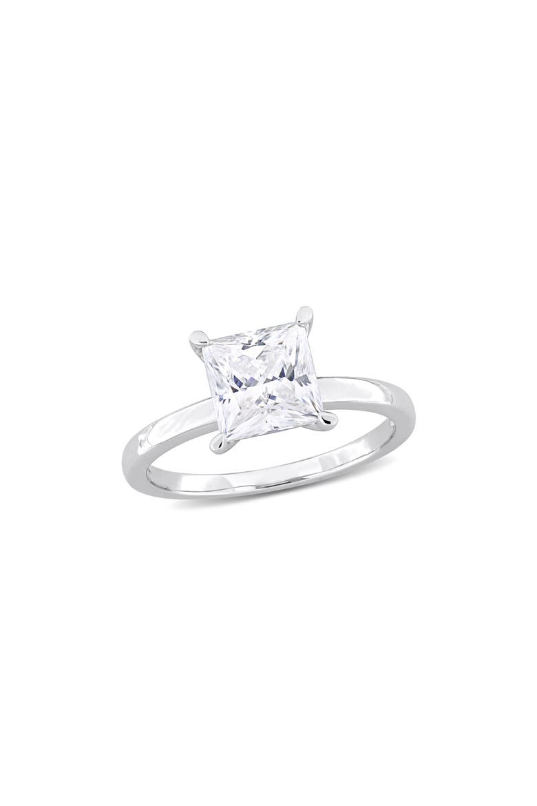 Sterling Silver Princess Cut Created Moissanite Engagement Ring, Main, color, SILVER