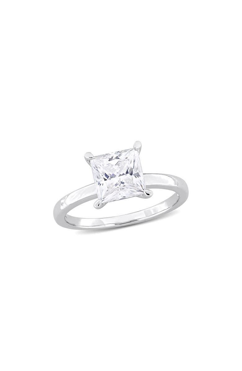 DELMAR Sterling Silver Princess Cut Created Moissanite Engagement Ring, Main, color, Silver