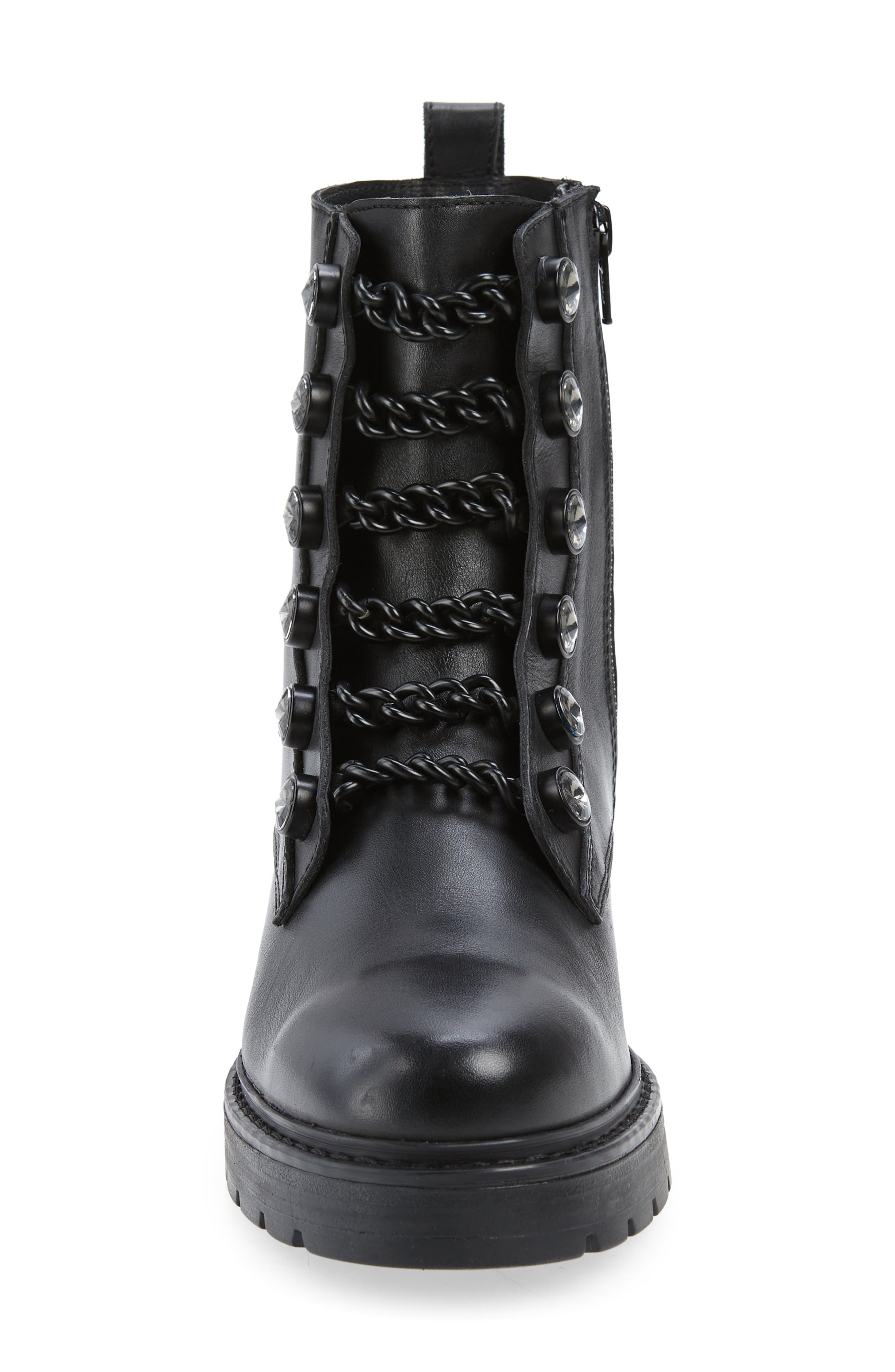 Bax Crystal & Chain Combat Boot, Alternate, color, BLK/OTHER