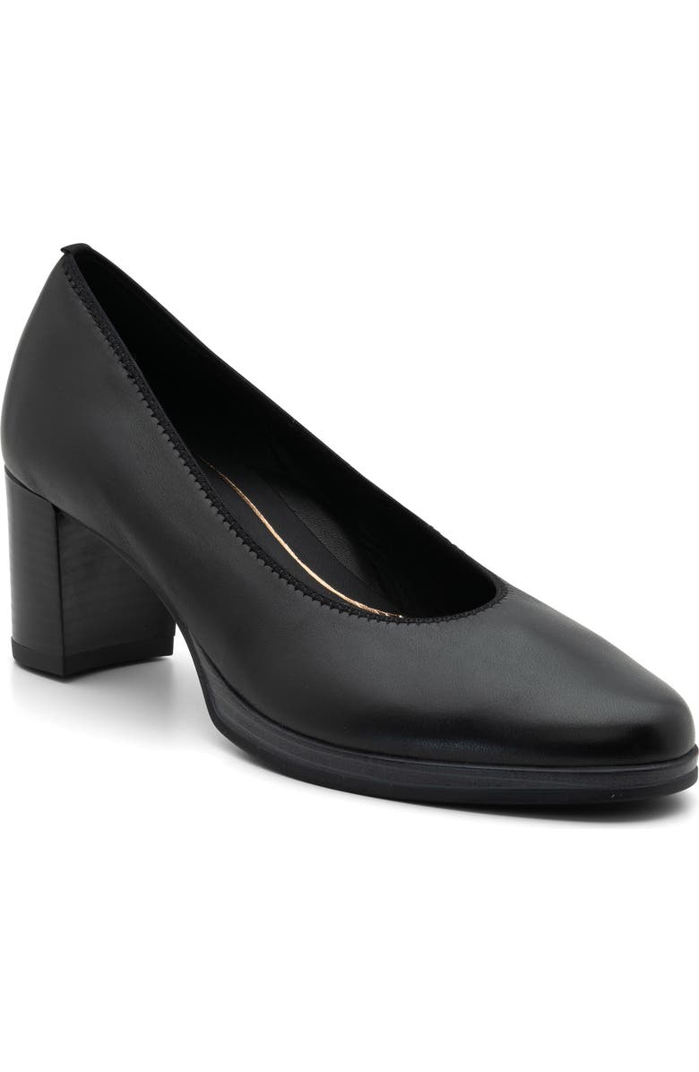 ara Block Heel Pump, Main, color, Black Nappa Leather