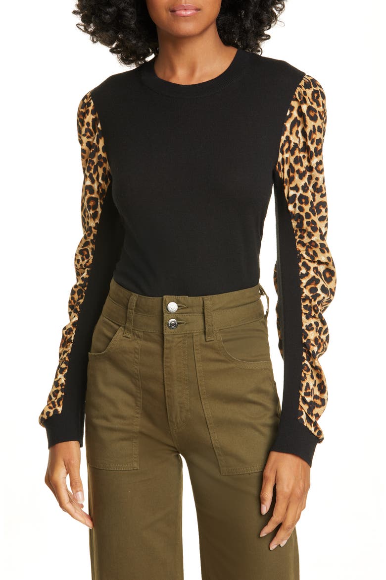 Adler Mixed Media Sweater, Main, color, BLACK