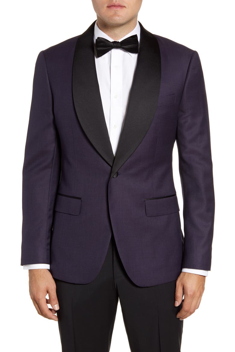 Slim Fit Wool Dinner Jacket, Main, color, PURPLE PINDOT