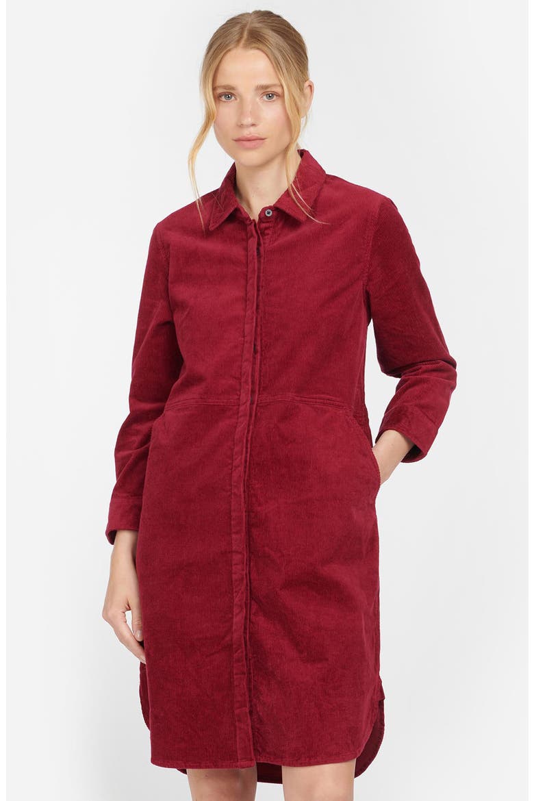 Hauxley Cotton Corduroy Shirtdress, Alternate, color, BEET RED