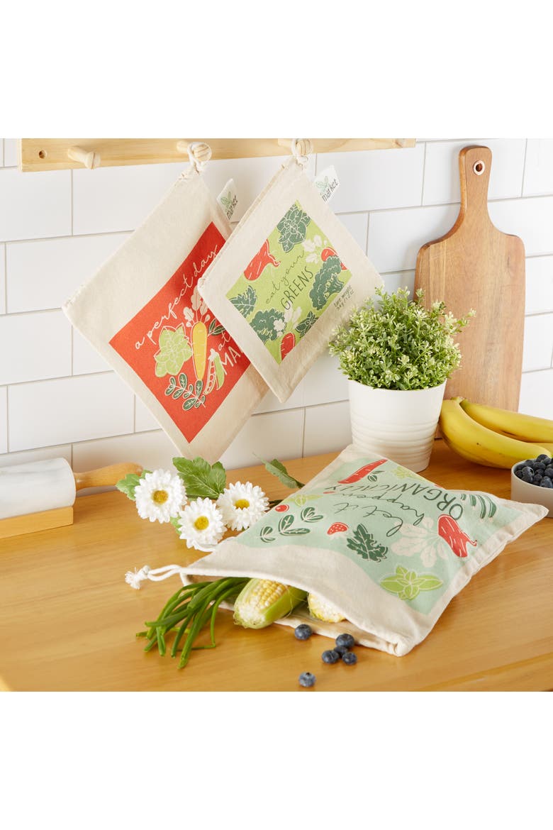 Organic Greens Market Produce Bags Set/3, Alternate, color, Multi-Color