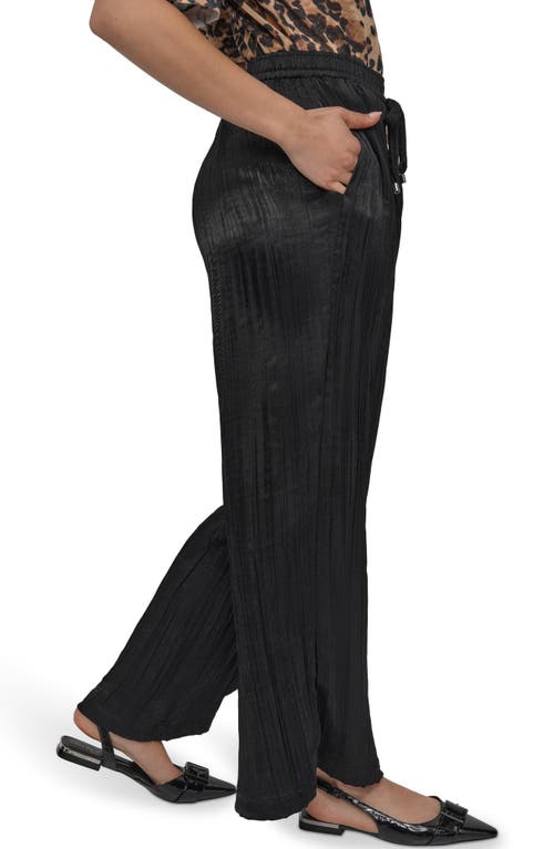 Dkny Crushed Drawstring Wide Leg Pants In Black