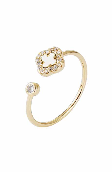 Cubic Zirconia Clover Open Band Ring