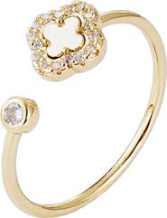 Adornia Cubic Zirconia Clover Open Band Ring