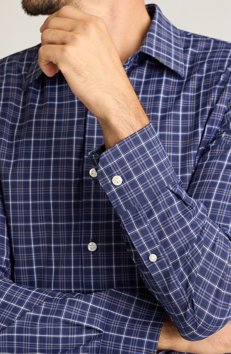Bonobos Tech Slim Fit Navy Plaid Performance Button-Down Shirt, Alternate, color, Rothwell Plaid