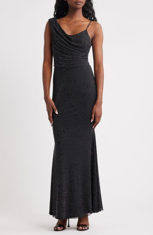 Rare London Diamante Asymmetric Gown In Black