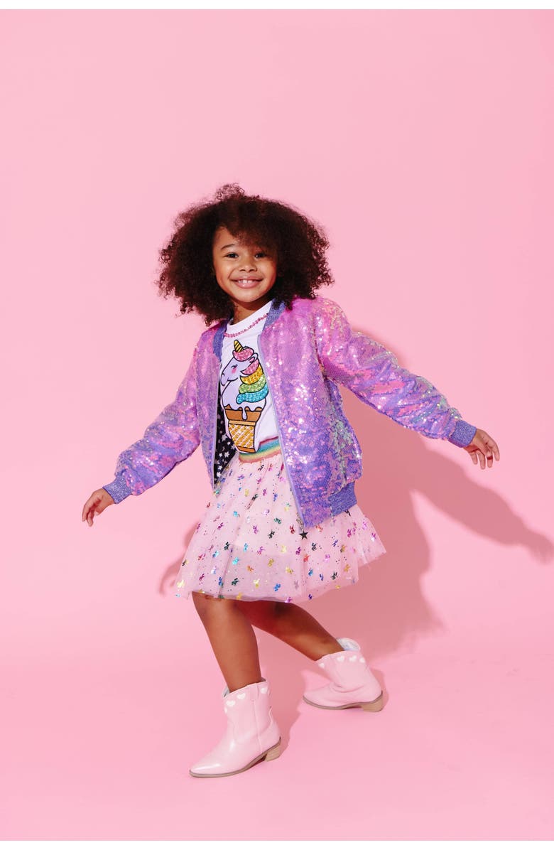 Lola + The Boys Lavender Haze Sequin Bomber, Alternate, color, Lavender