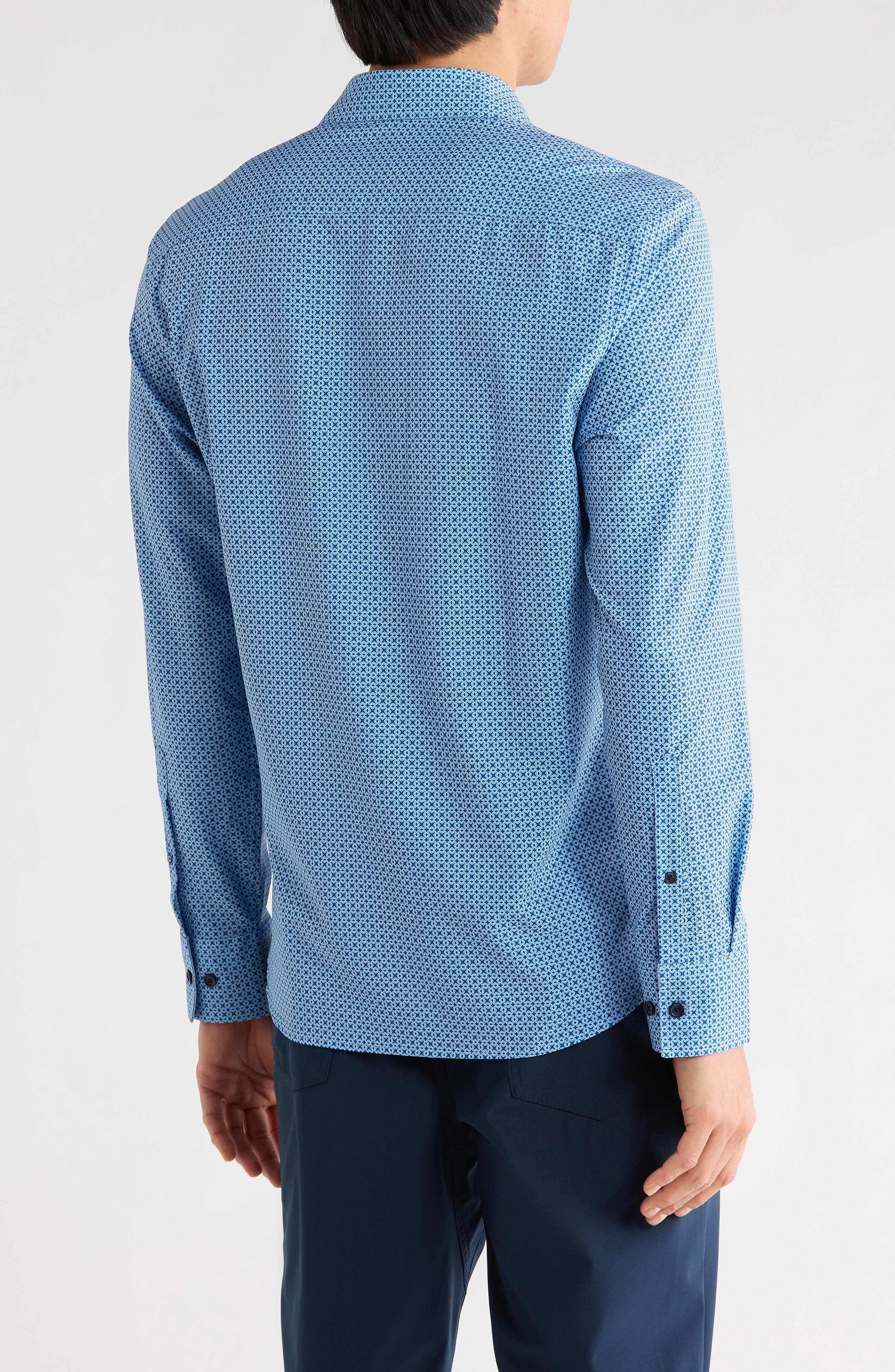 Slim Fit Geometric Print Button-Up Shirt - image 2