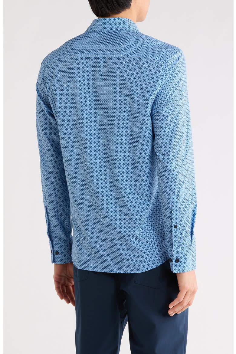 Slim Fit Geometric Print Button-Up Shirt, Alternate, color, MEDIUM BLUE