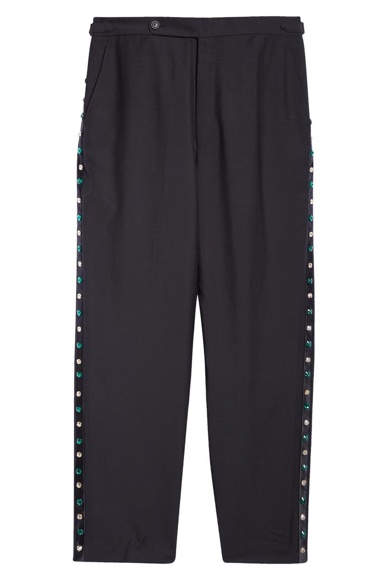 Crystal Wool & Mohair Tuxedo Trousers, Alternate, color, BLACK