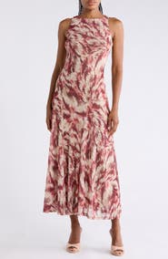 VIVID AURA Sleeveless Mesh Maxi Dress