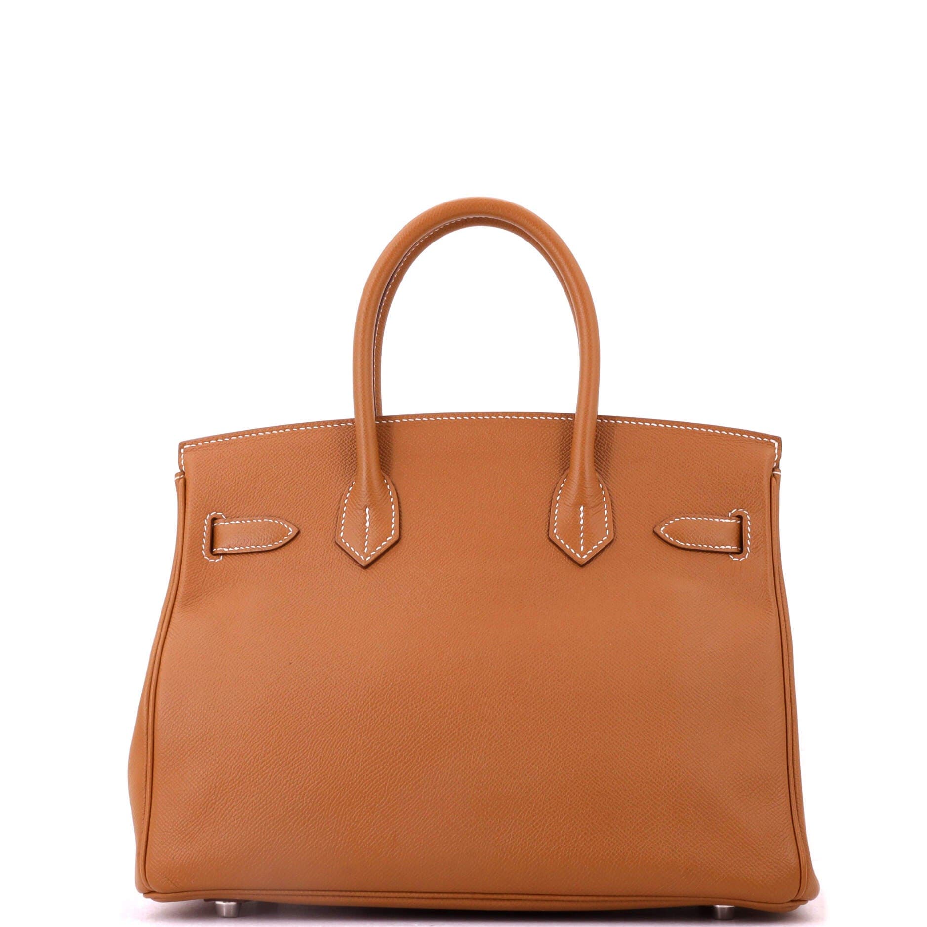Birkin Handbag Brown Epsom with Palladium Hardware 30, Alternate, color, Metallic Gold