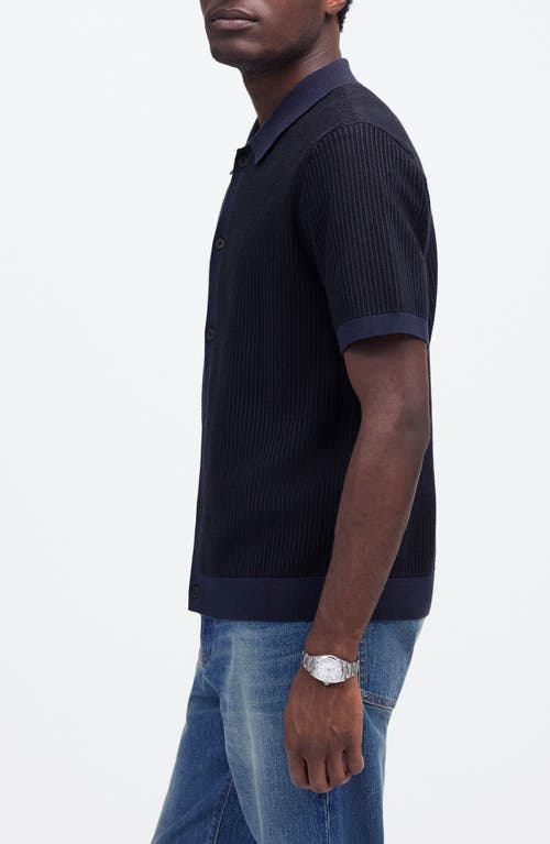Madewell Tuck Stitch Short Sleeve Button-up Shirt In Blue