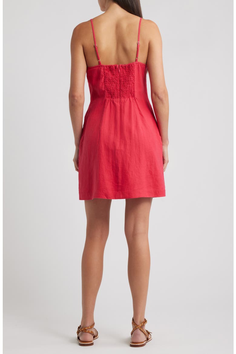 High Neck Sleeveless Linen Minidress, Alternate, color, WATERMELON