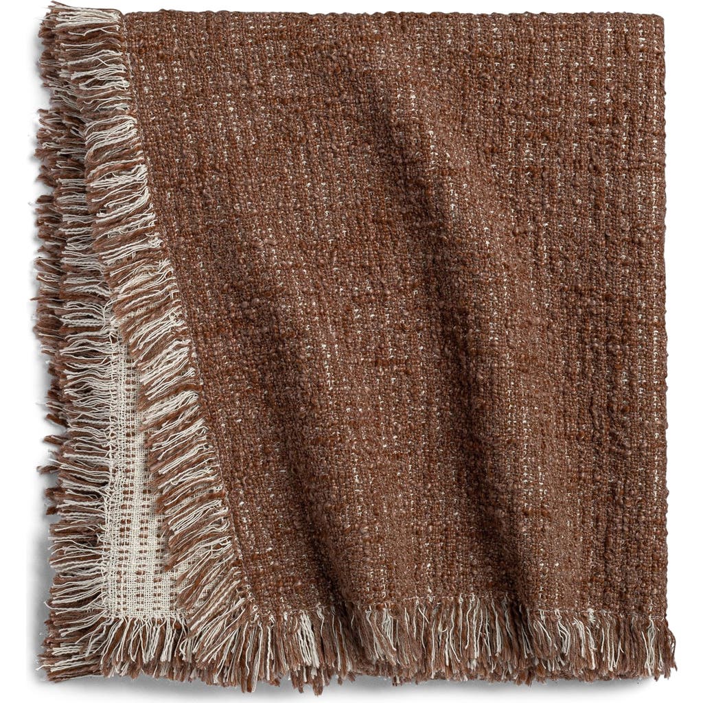 Crane Air Reversible Fringe Throw Blanket In Brown