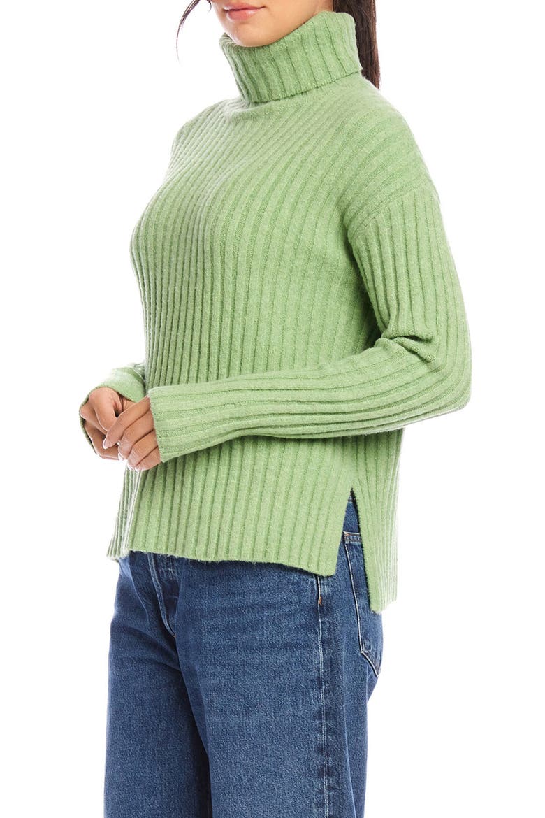 Claudia Rib Turtleneck Sweater, Alternate, color, SAGE