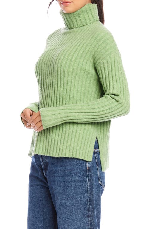 Shop Fifteen Twenty Claudia Rib Turtleneck Sweater In Sage