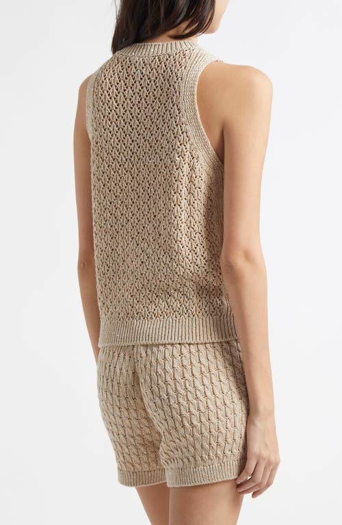 Eleventy Sequin Open Stitch Sweater Tank In Sand