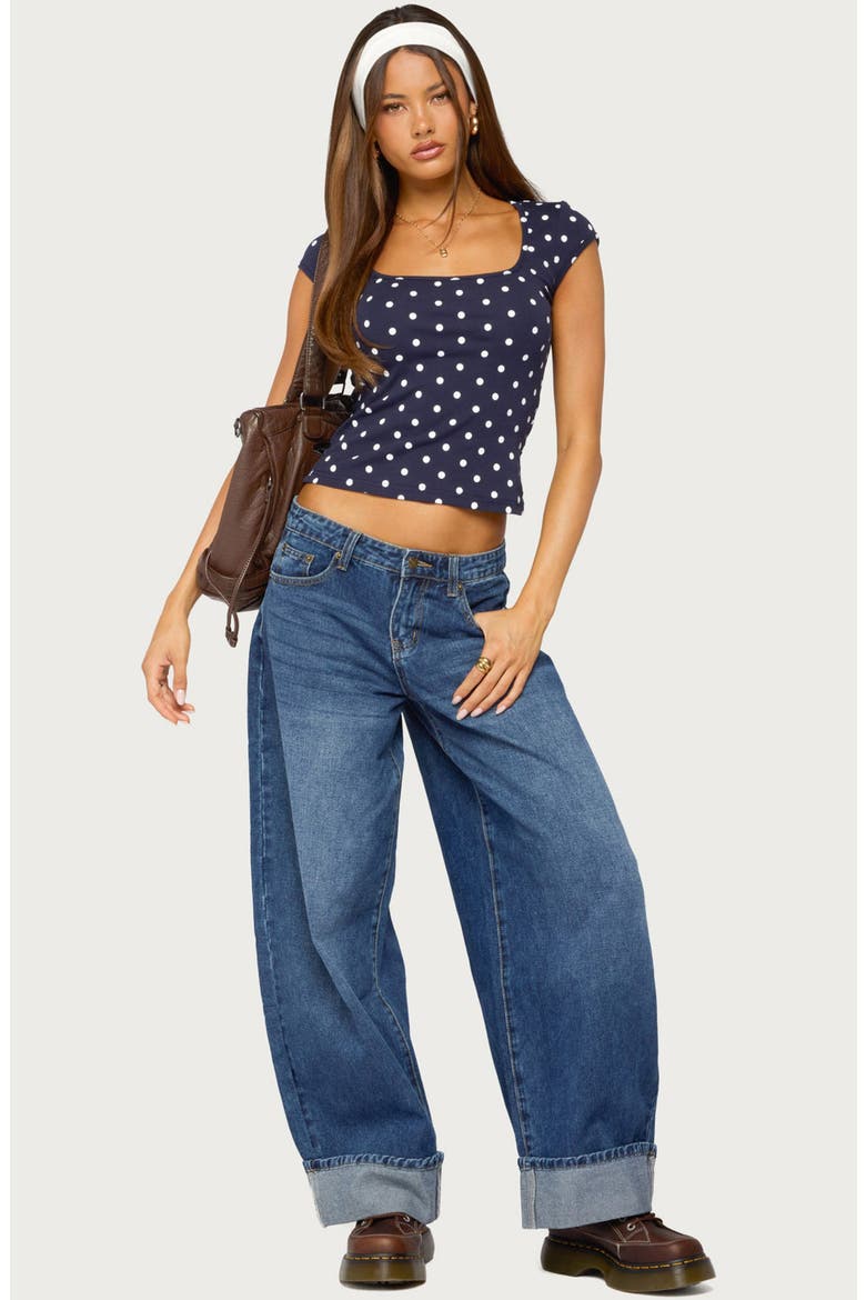 Mookie Polka Dot Square Neck Tee, Alternate, color, NAVY-AND-WHITE