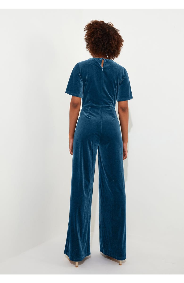 Joe Browns Flutter Sleeve Velvet Jumpsuit, Alternate, color, Blue Opal