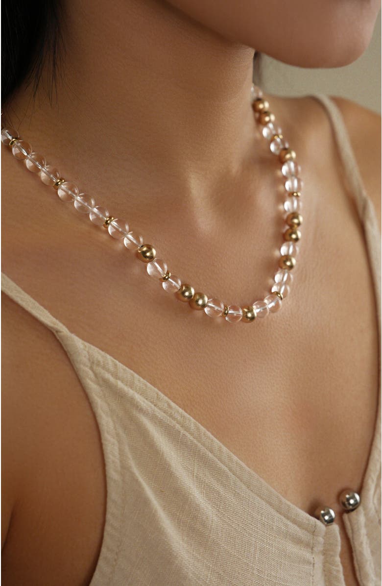 RETRO CHIC Eden Seed Dew Necklace, Alternate, color, Gold & Crystal Clear