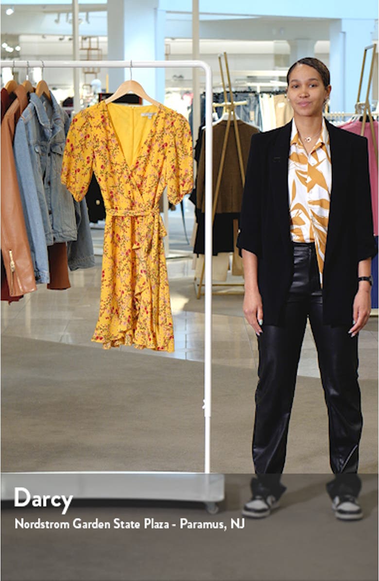 Puff Sleeve Floral Faux Wrap Dress, sales video thumbnail