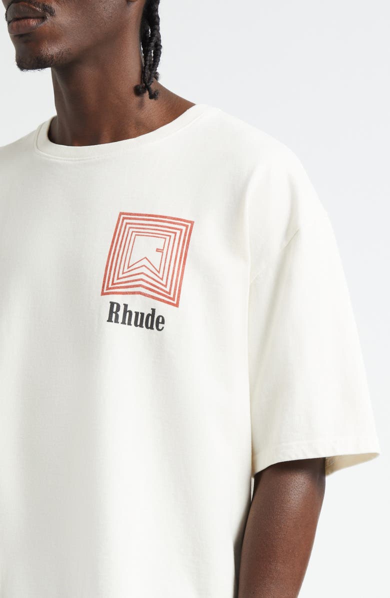 Rhude Chevron Logo Repeat Graphic T-Shirt, Alternate, color, Vintage White